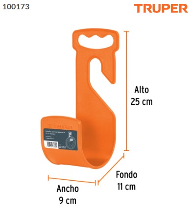 Gancho plástico naranja para manguera de jardín, Truper