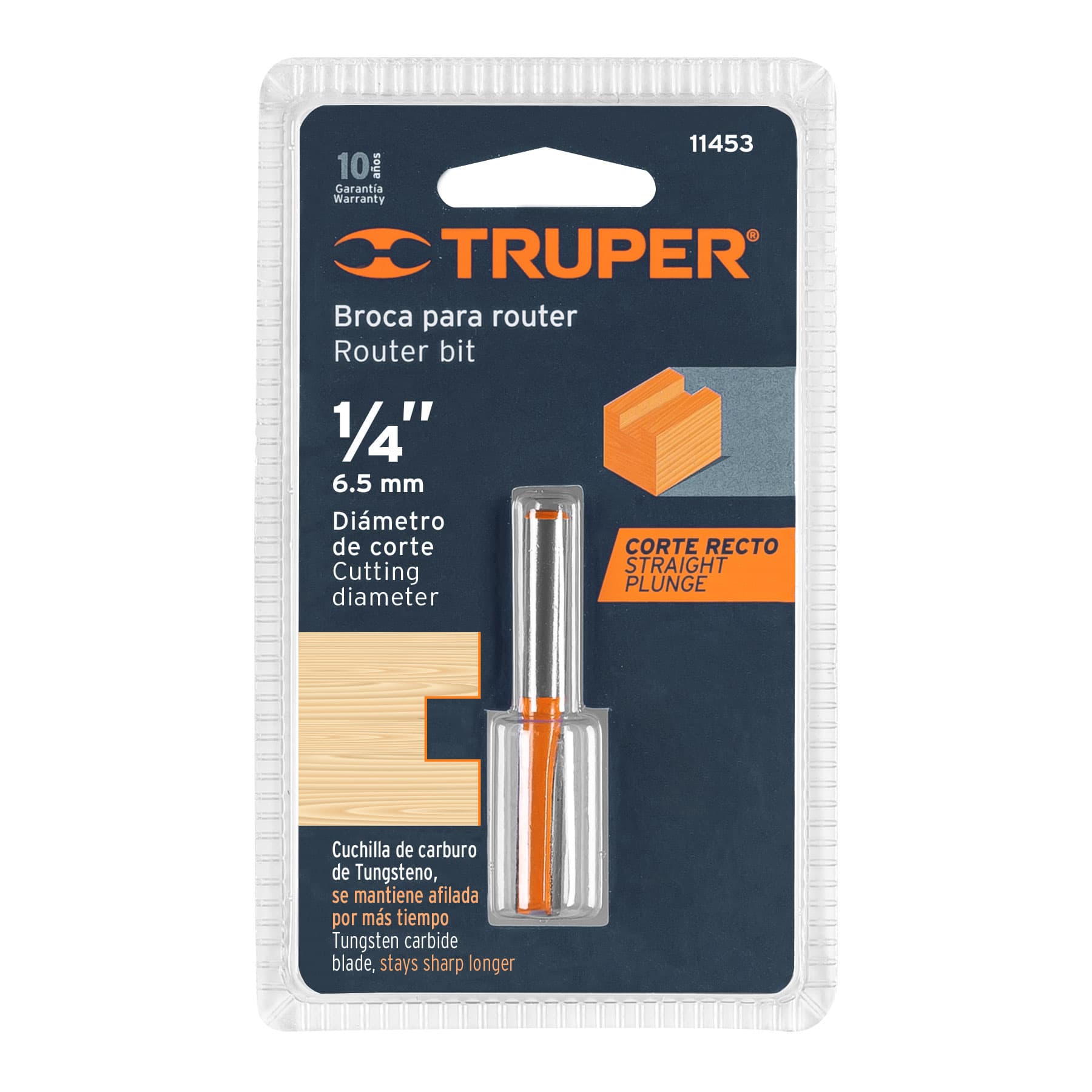 Broca para router, recta 2 filos, 14, larga, Truper
