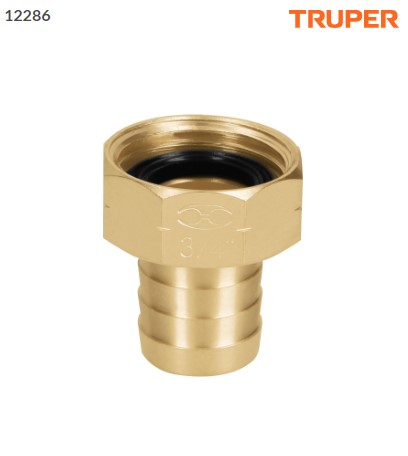 Conector 3/4 hembra de latón sólido para manguera, Truper