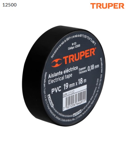 Cinta de aislar de 18 m x 19 mm, negra, Truper