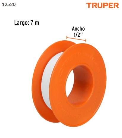 Cinta sella roscas 1/2 X 7 m de largo, uso general, Truper