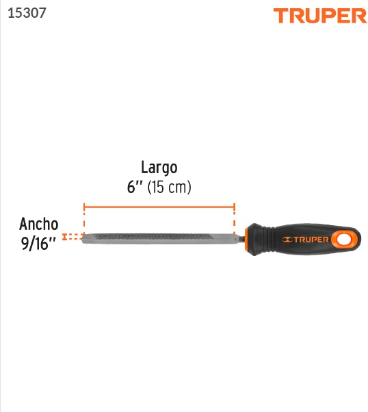 Lima triángulo pesado 6", 32dpp con mango doble inyección