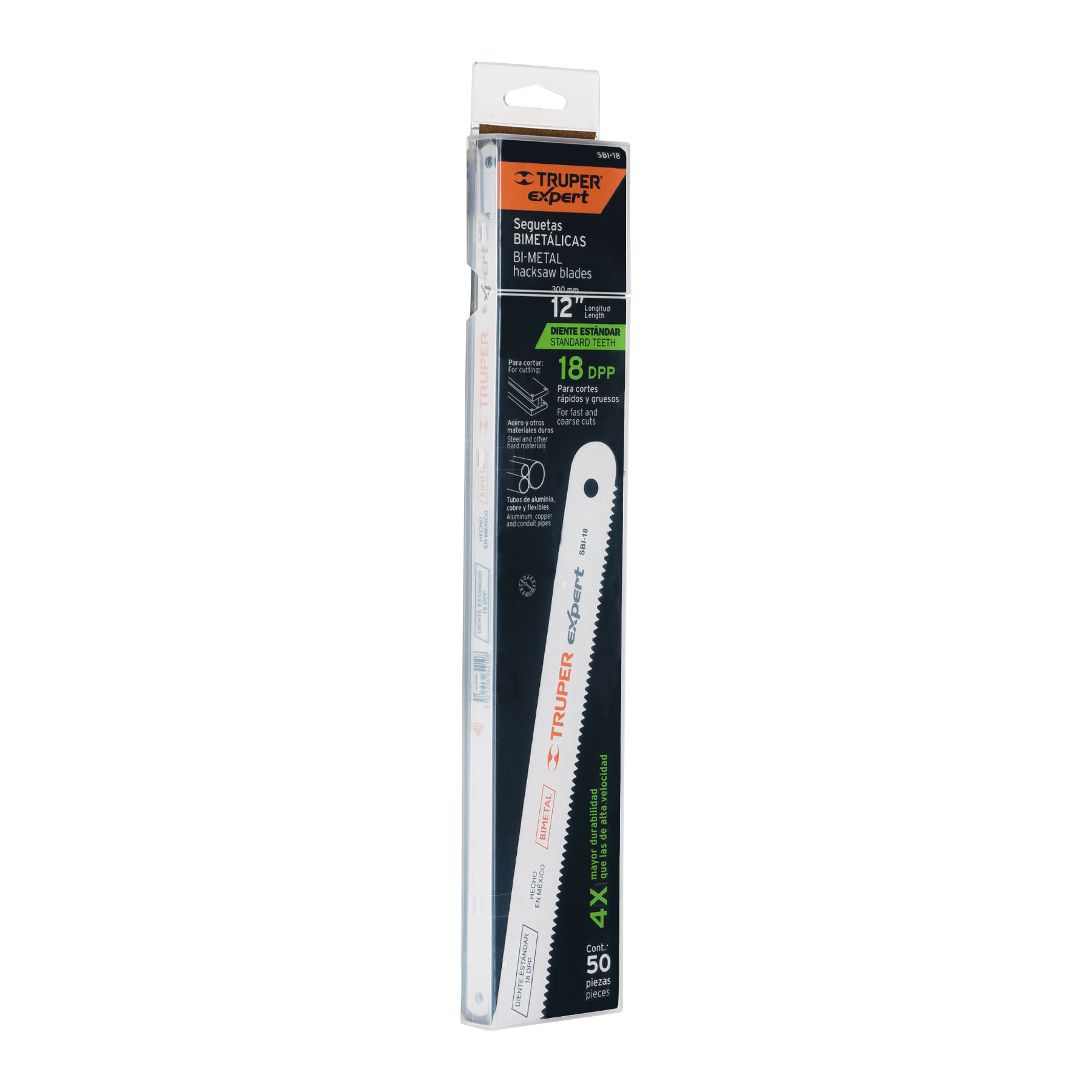 Segueta bimetálica de 12", 18 DPP, Truper Expert