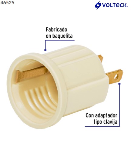 Portalámpara de baquelita, con adaptador, marfil, Volteck