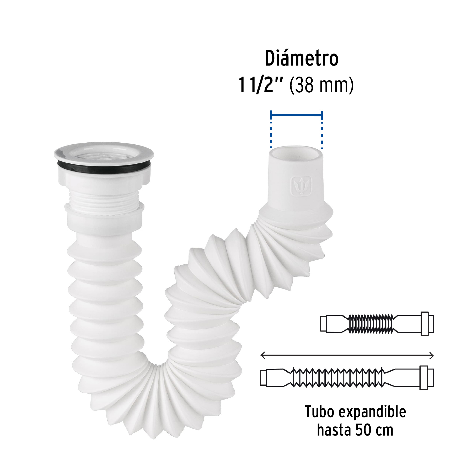 Céspol flexible 1 1/2", contra, polipropileno para fregadero
