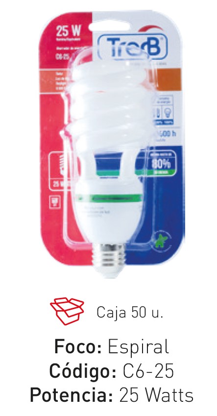 Foco ahorrador en espiral de 25W