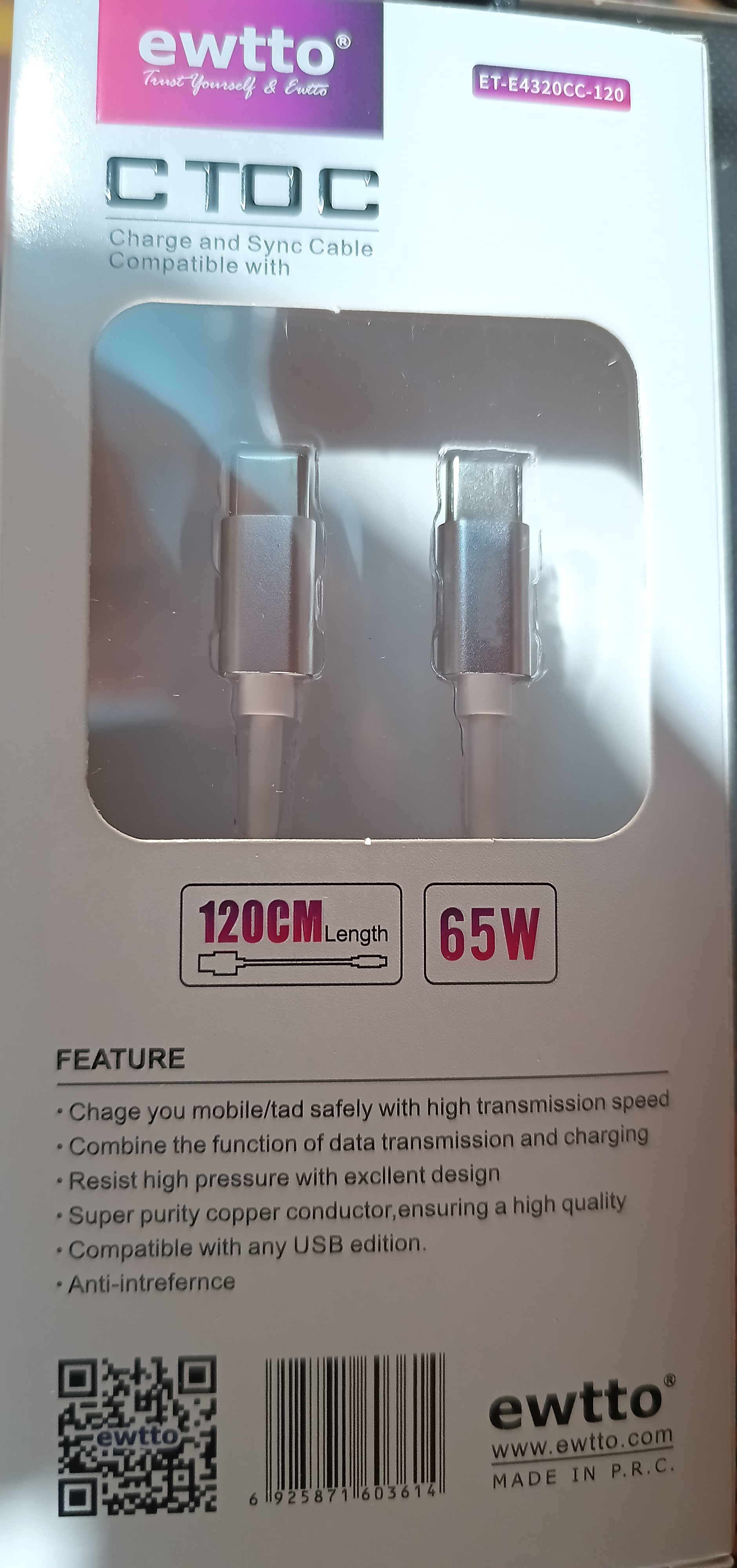 Cable de cargador de celular C a C