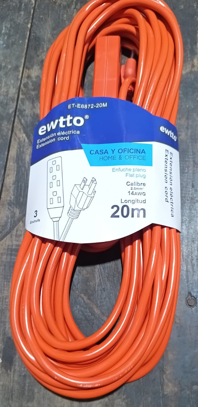 Extensión eléctrica calibre 14 20M