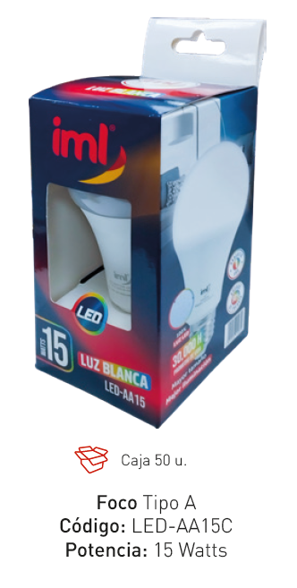 FOCO LED 15W TIPO ""A"" IML EN CAJA