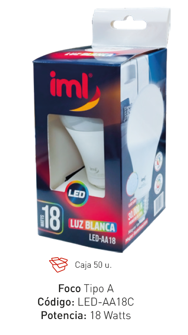 FOCO LED 18W TIPO ""A"" IML EN CAJA